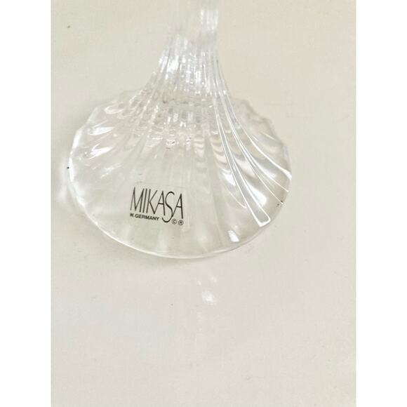 Vintage Mikasa Solid Crystal Wine Glass Ribbed Lot of 4 Clear Cut Goblets - Picture 5 of 6